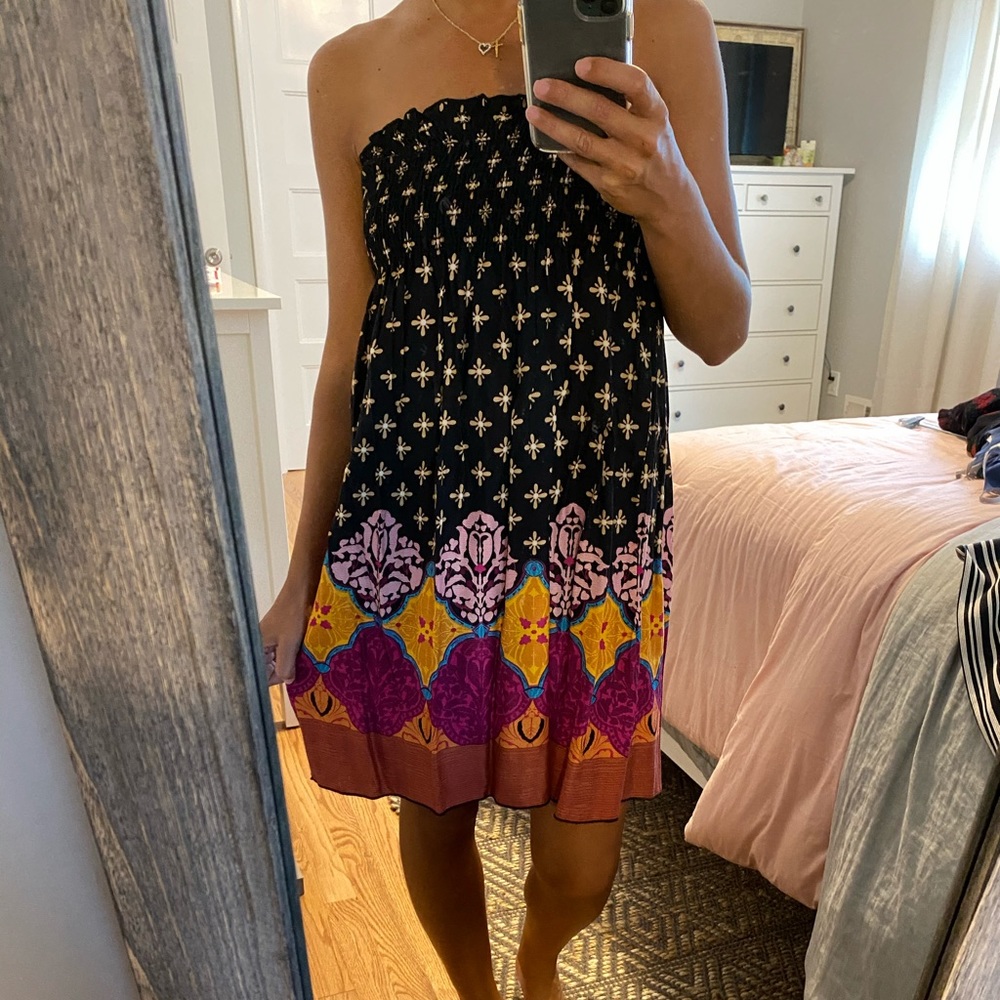 Strapless Shirred Dress/Cover-Up